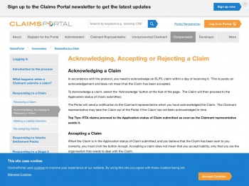 Acknowledging, Accepting or Rejecting a Claim - Claims Portal