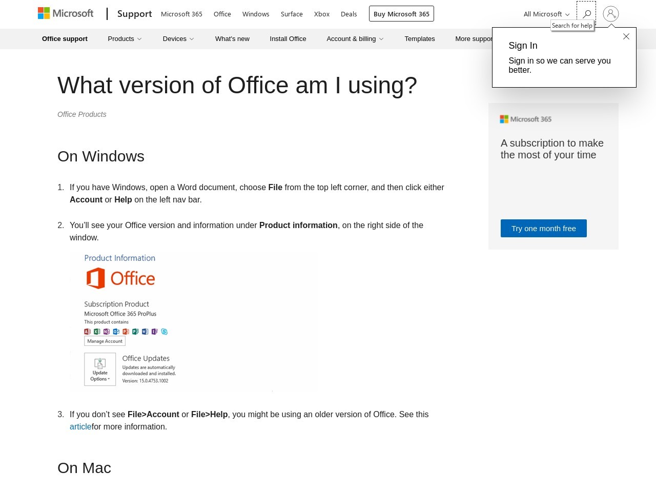 What version of Office am I using? - Office Support