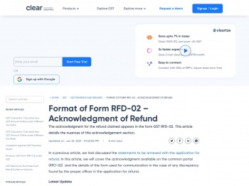 Format of Form RFD-02 – Acknowledgment of Refund