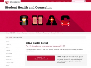 SHAC Health Portal :: Student Health and Counseling | The University of New Mexico
