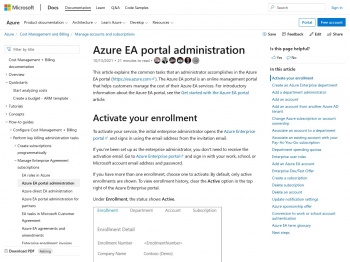 Azure EA portal administration | Microsoft Docs