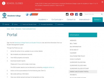 Parent and Student Portal | Glendowie College
