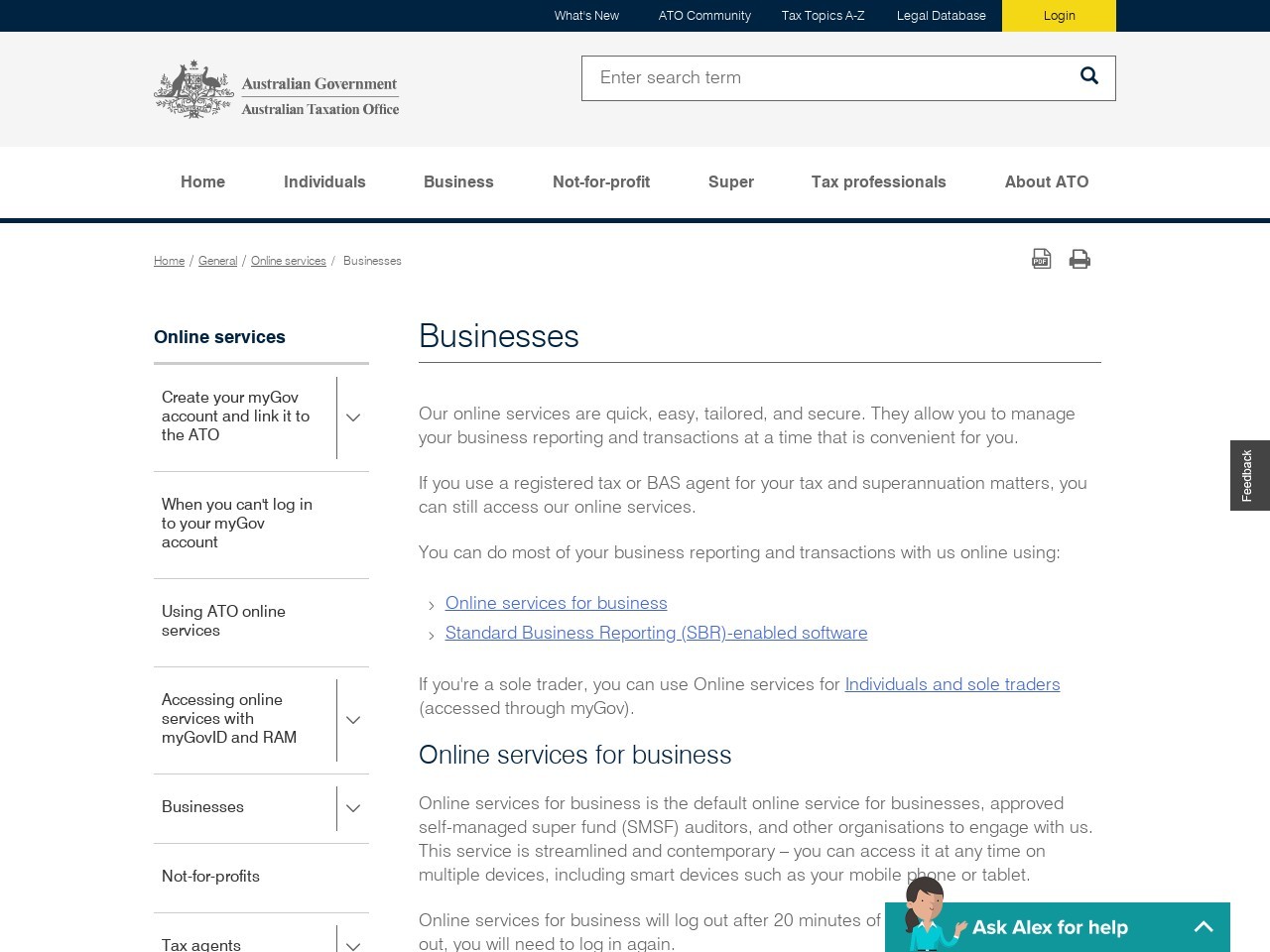 Business Portal | Australian Taxation Office