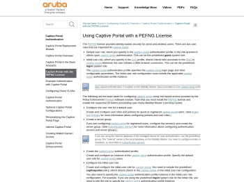 Using Captive Portal with a PEFNG License - Aruba Networks