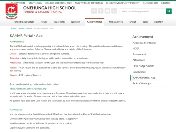 KAMAR Portal / App | Onehunga High School