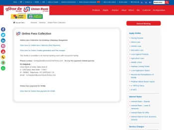 Online Fees Collection | Union Bank of India