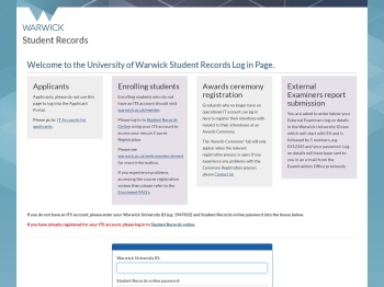 Log in to the portal - University of Warwick
