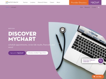 MyChart, Baptist Health's patient portal