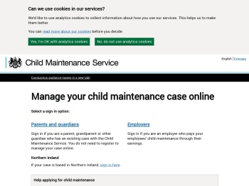 Sign in to your child maintenance case