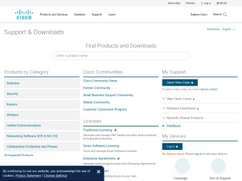 Support - Cisco Support and Downloads – Documentation, Tools, Cases - Cisco