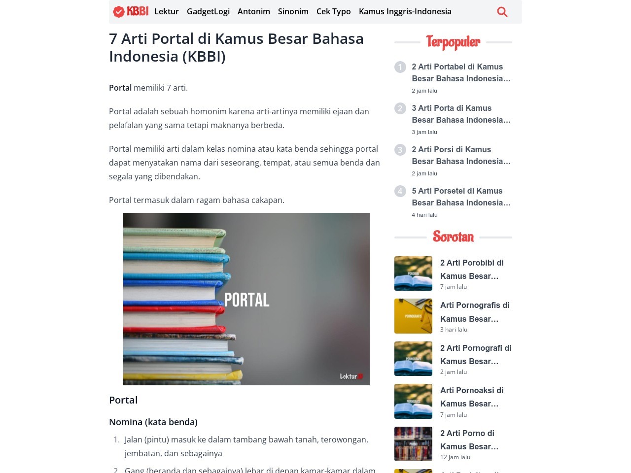 7 Arti Kata Portal di Kamus Besar Bahasa Indonesia (KBBI ...