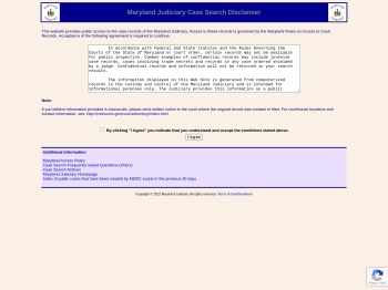 Maryland Judiciary Case Search Disclaimer