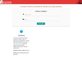 E-Arşiv Portal Giriş Ekranı
