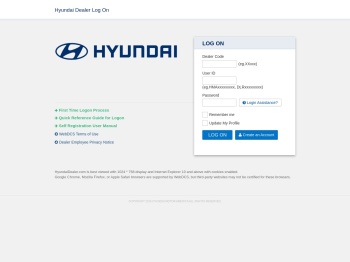Hyundai Dealer Log On