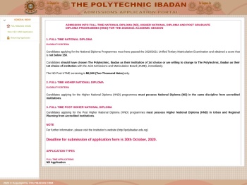 The Polytechnic, Ibadan - Admission Portal