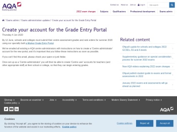 Create your account for the Grade Entry Portal - AQA