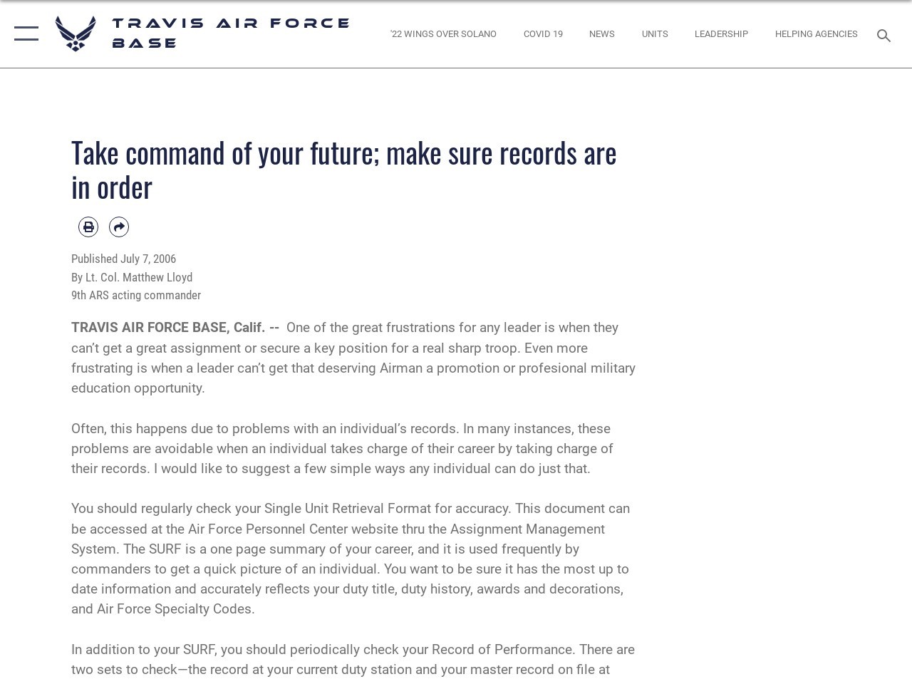 Take command of your future; make sure records are in order ...