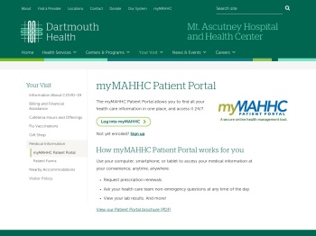 myMAHHC Patient Portal | Your Visit | Mt. Ascutney Hospital ...