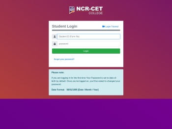 Login - NCR-CET | College of Emerging Technologies