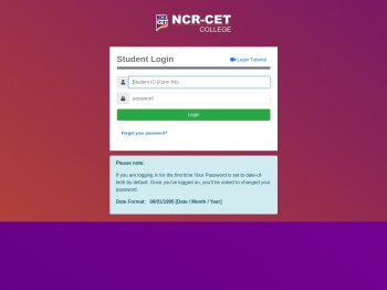 student portal - NCR-CET